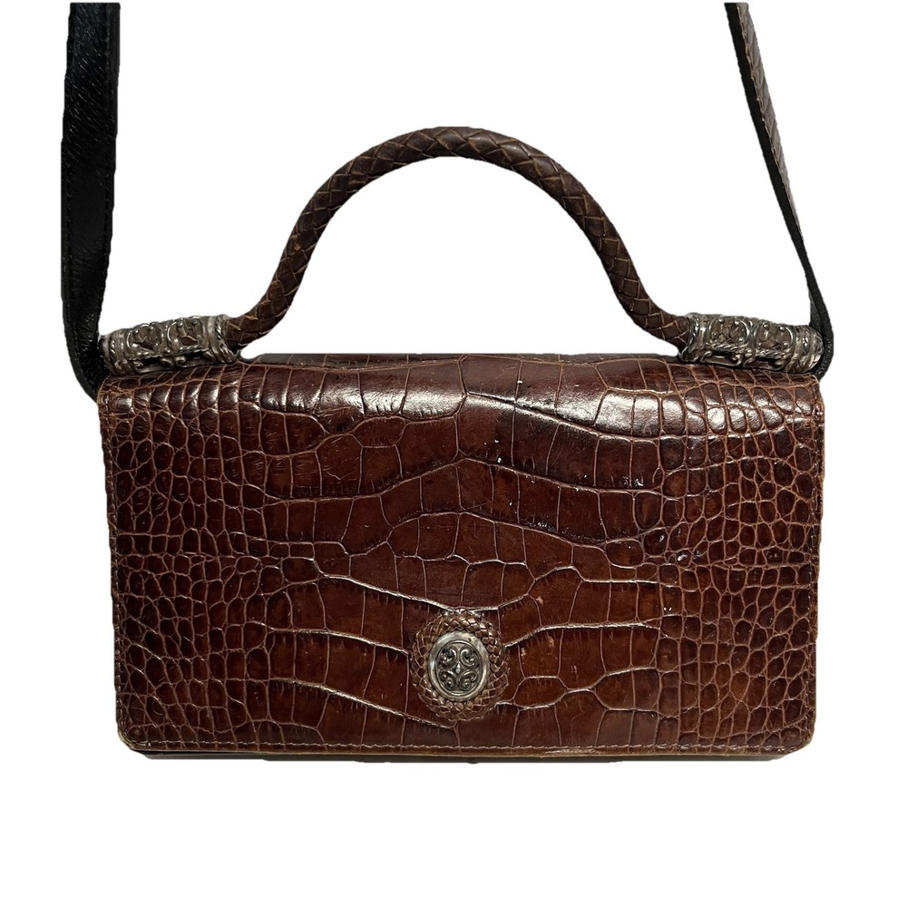 Brighton Brown & Black Croc Leather Crossbody-Shoulder Bag